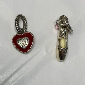 BRIGHTON red heart and silver ballet slipper‎ Charms 2 pack